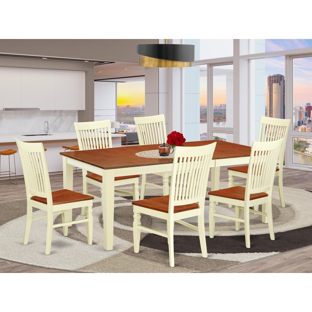Dining Room Set Buttermilk & Cherry, QUWE7-BMK-W. Picture 2