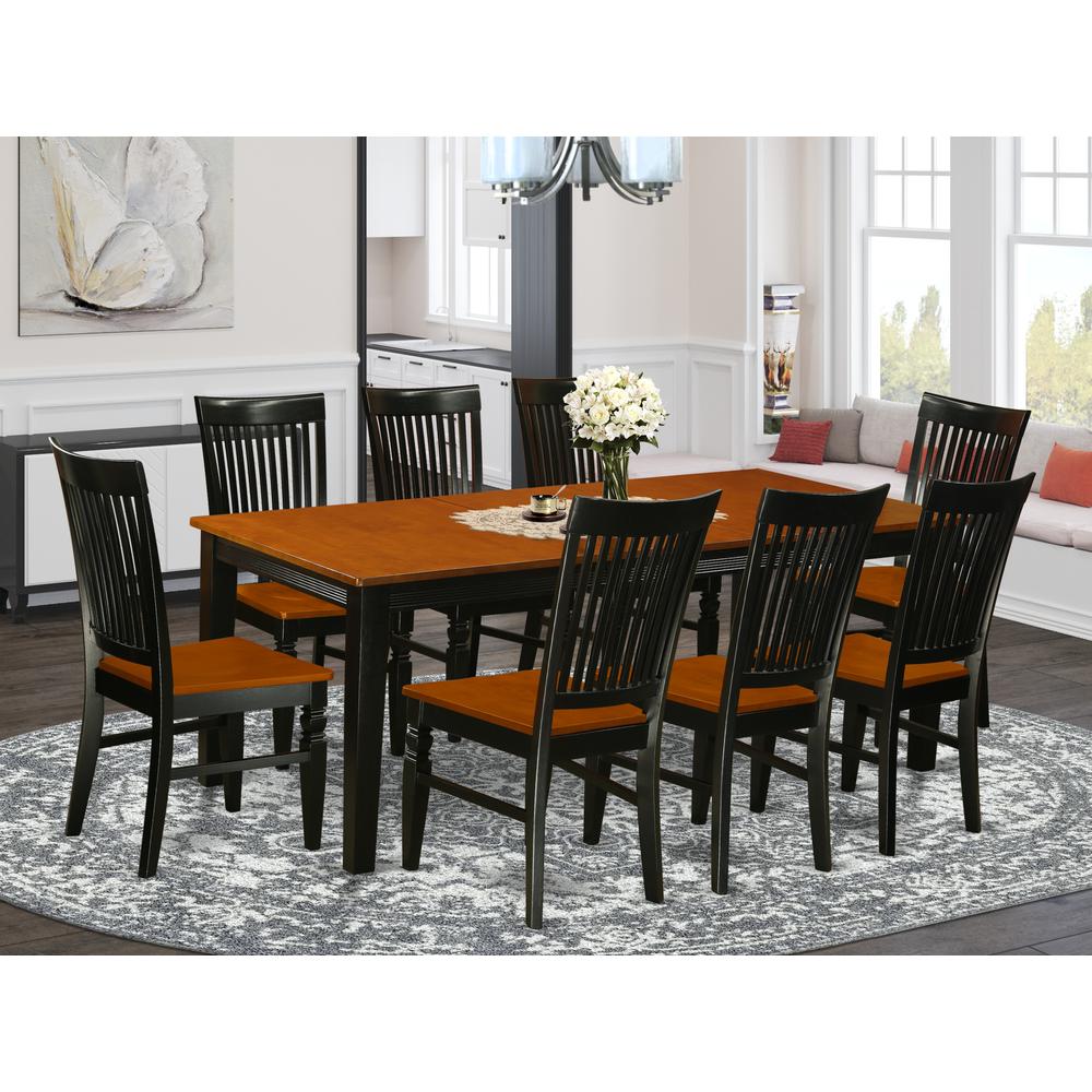 Dining Room Set Black & Cherry, QUWE9-BCH-W. Picture 2