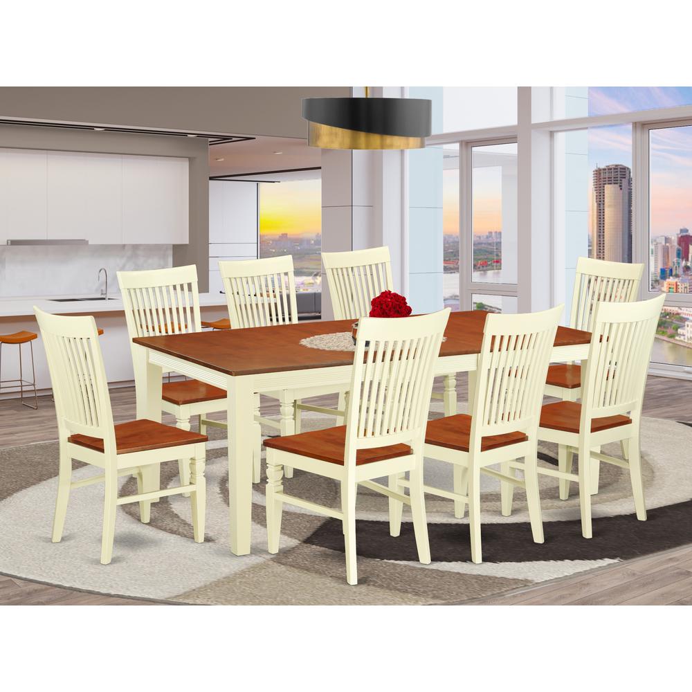 Dining Room Set Buttermilk & Cherry, QUWE9-BMK-W. Picture 2
