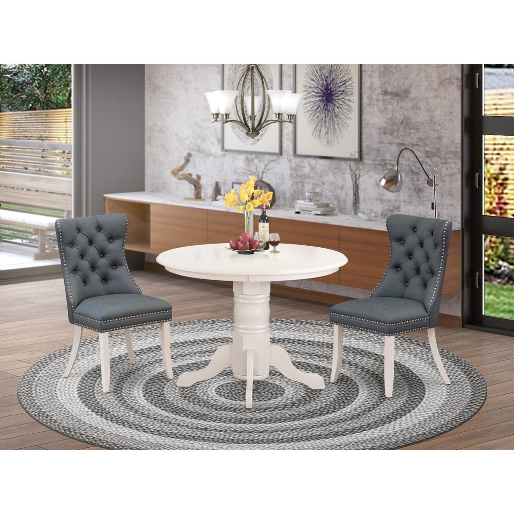 3 Piece Kitchen Table Set Consists of a Round Dining Table with Pedestal. Picture 7
