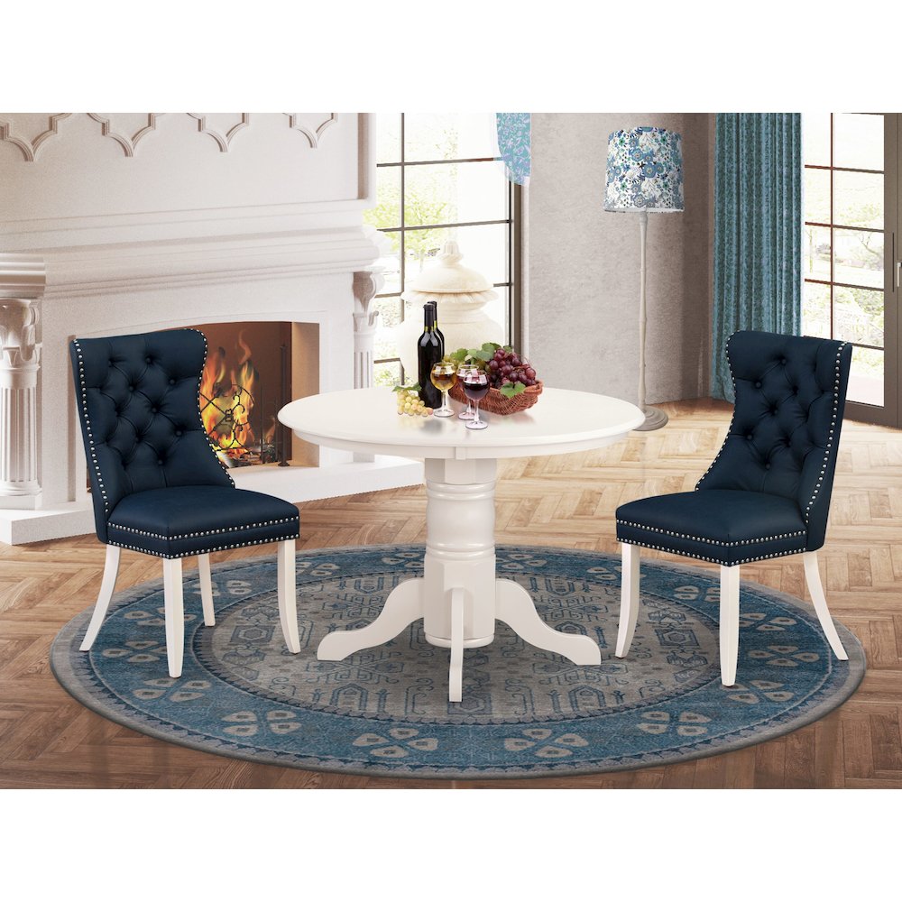 3 Piece Modern Dining Table Set Consists of a Round Kitchen Table with Pedestal. Picture 2