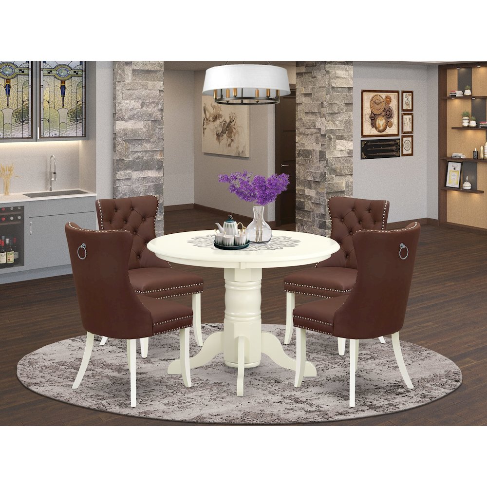 5 Piece Kitchen Table Set for Small Spaces Contains a Round Dining Table. Picture 2