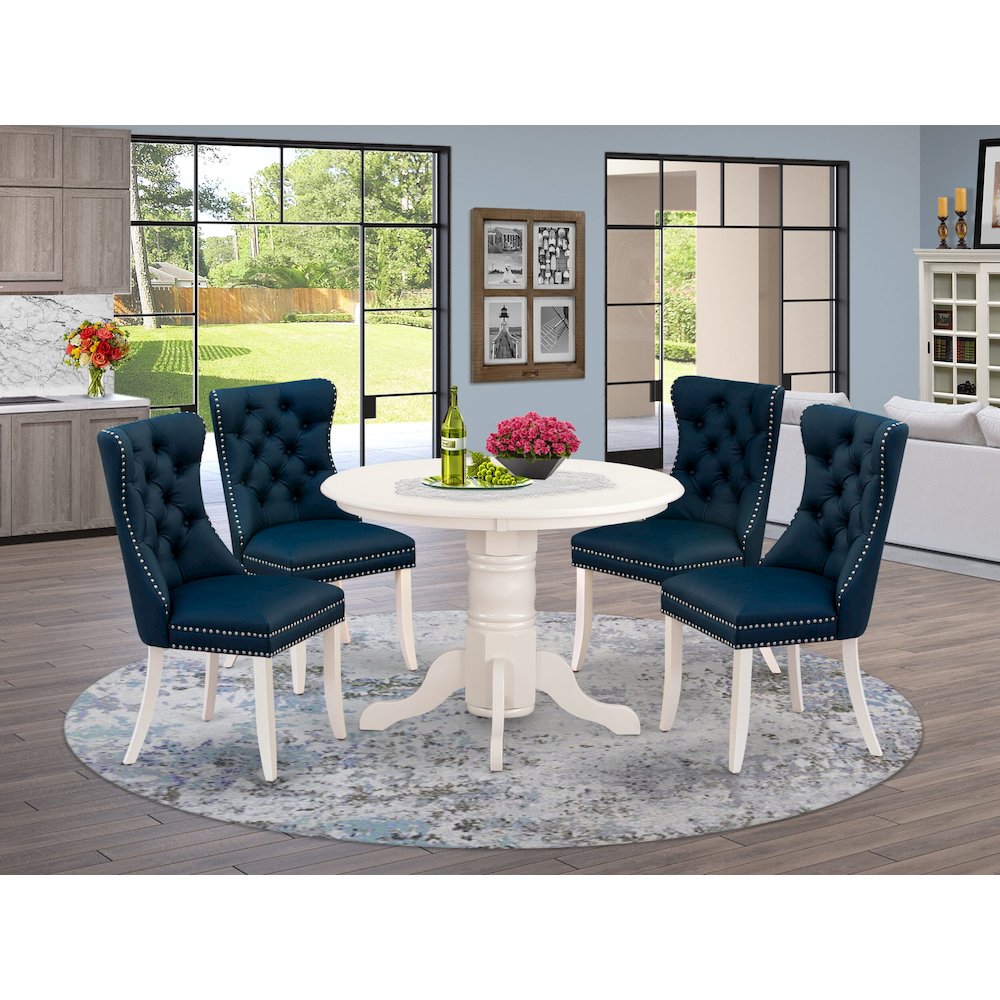 5 Piece Kitchen Table Set Consists of a Round Dining Table with Pedestal. Picture 2