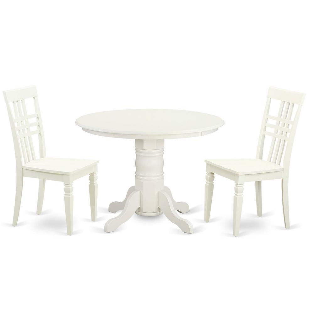 3  PcKitchen  Table  set  with  a  Dining  Table  and  2  Dining  Chairs  in  Linen  White. Picture 1