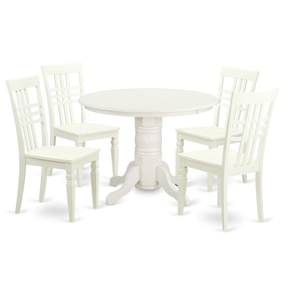 5  PC  small  dinette  set  with  a  Dining  Table  and  4  Dining  Chairs  in  Linen  White. Picture 1