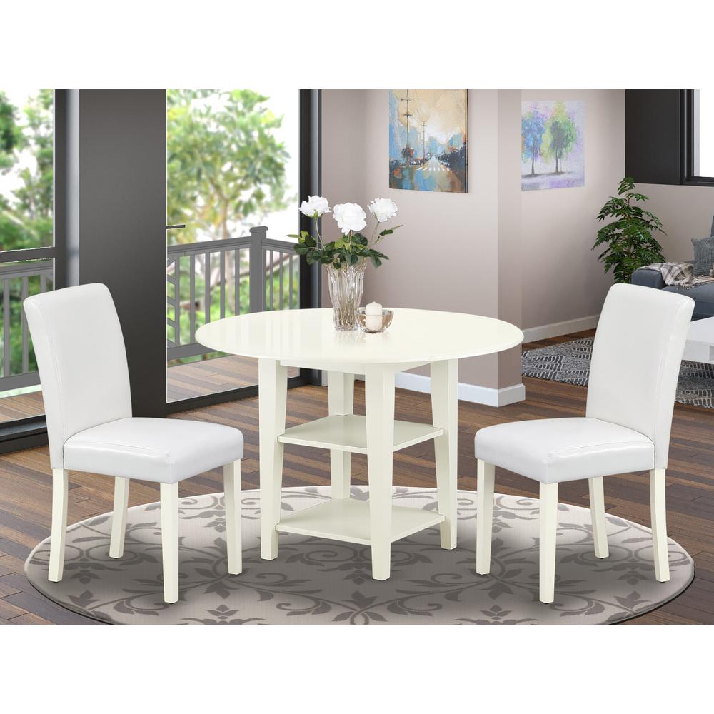 3Pc Round 20/42 Inch Table With 2 11-Inch Drop Leaves And 2 Parson Chair. Picture 16