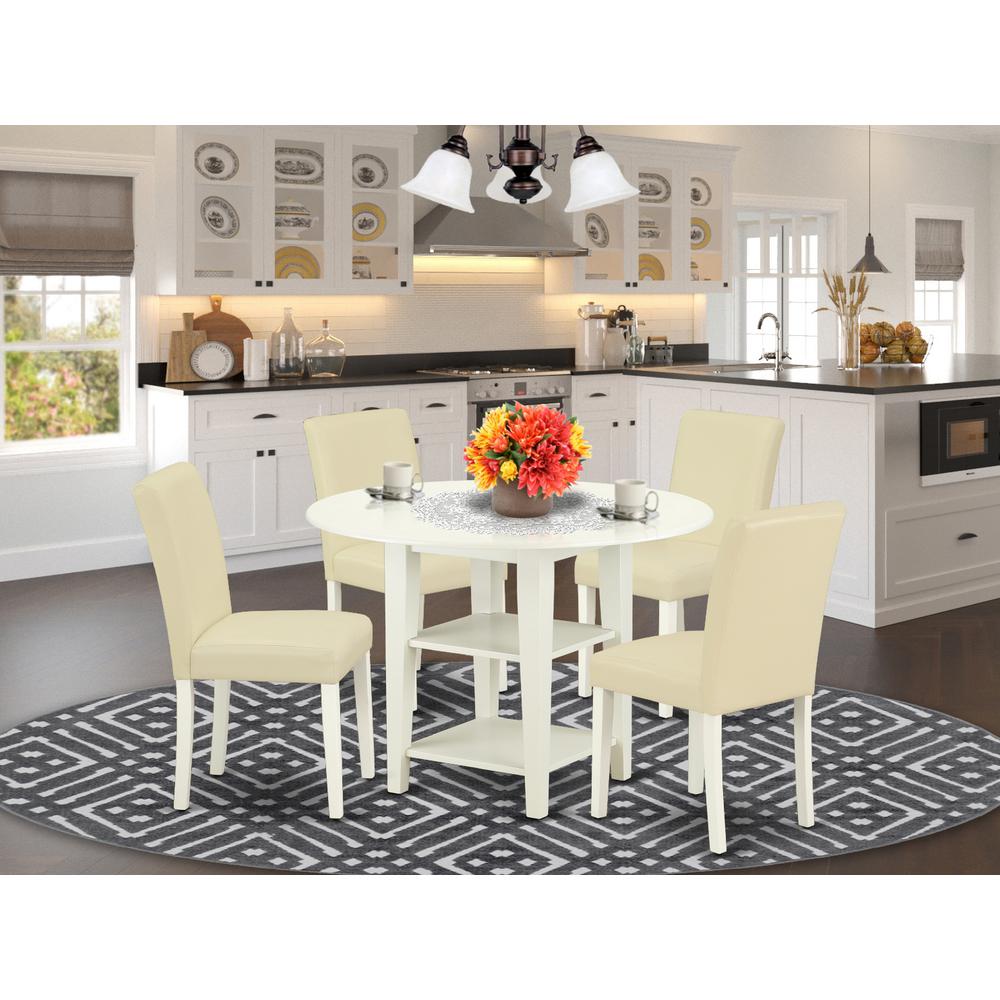 Dining Room Set Linen White, SUAB5-LWH-64. Picture 2