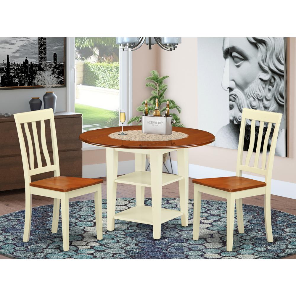 Dining Room Set Buttermilk & Cherry, SUAN3-BMK-W. Picture 2