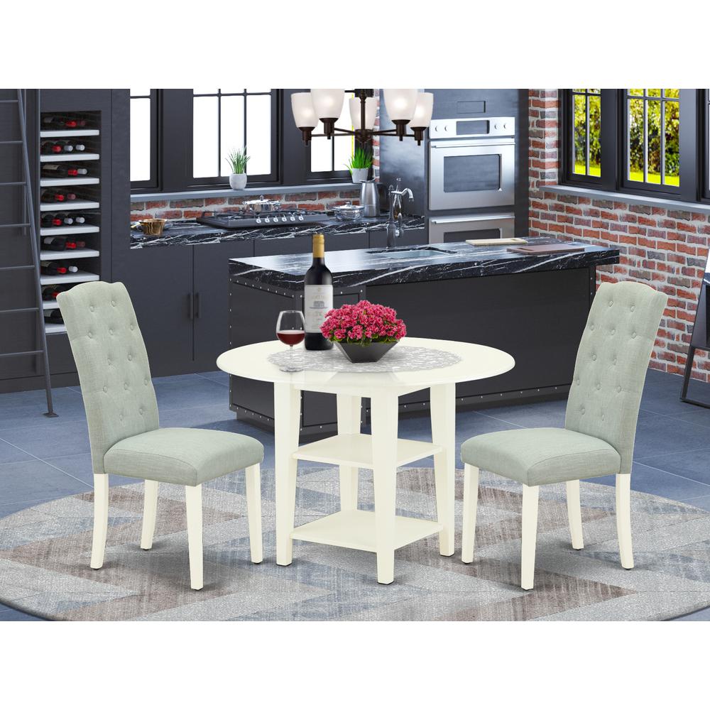 Dining Room Set Linen White, SUCE3-LWH-15. Picture 2