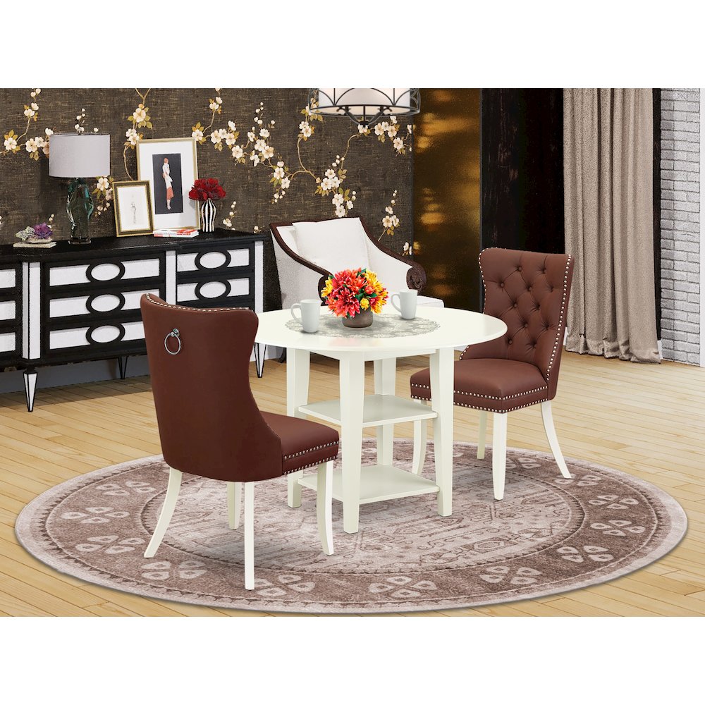 3 Piece Kitchen Dining Set Consists of a Round Dining Table. Picture 2