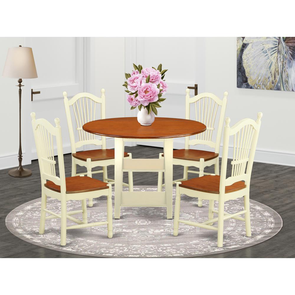 Dining Room Set Buttermilk & Cherry, SUDO5-BMK-W. Picture 2