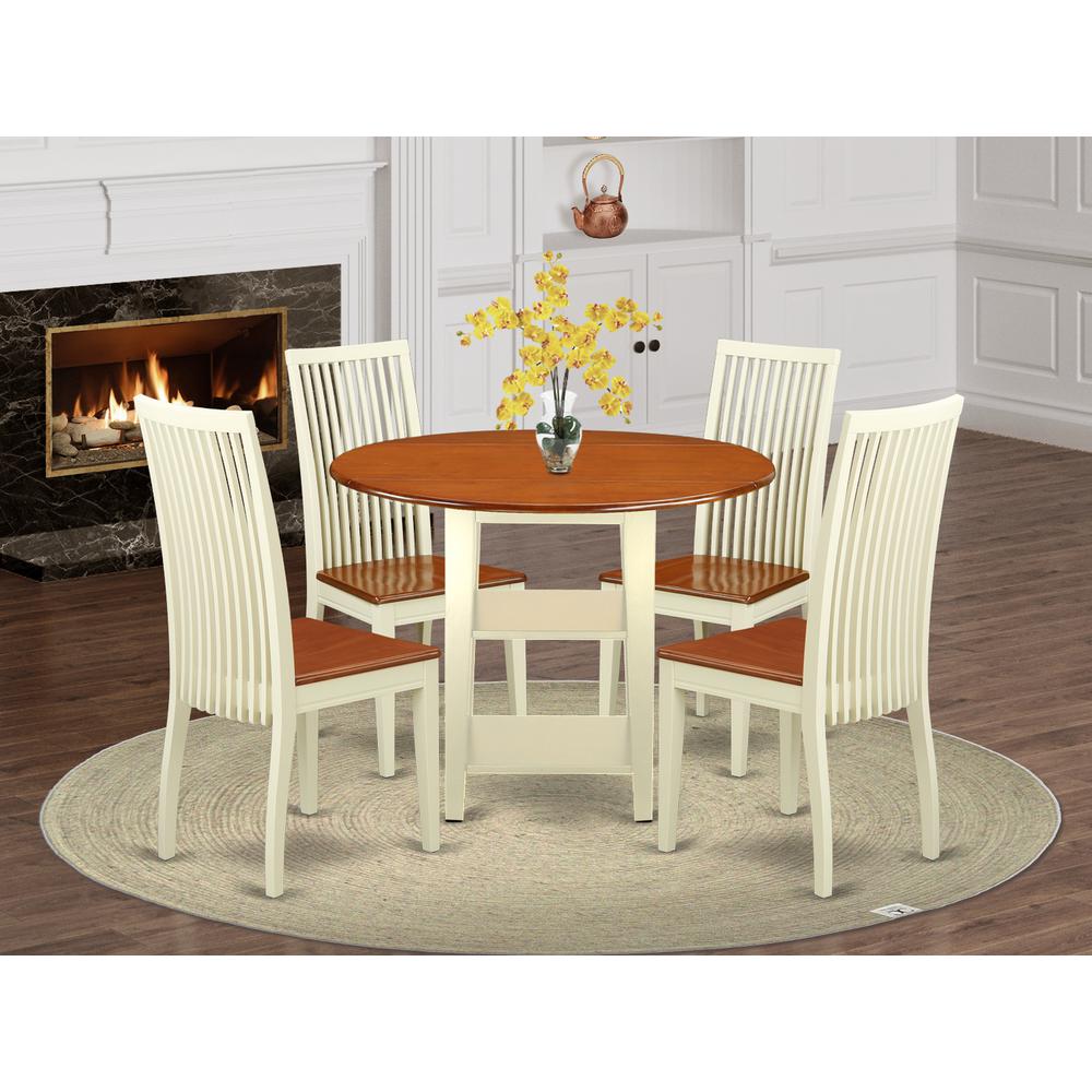 Dining Room Set Buttermilk & Cherry, SUIP5-BMK-W. Picture 2