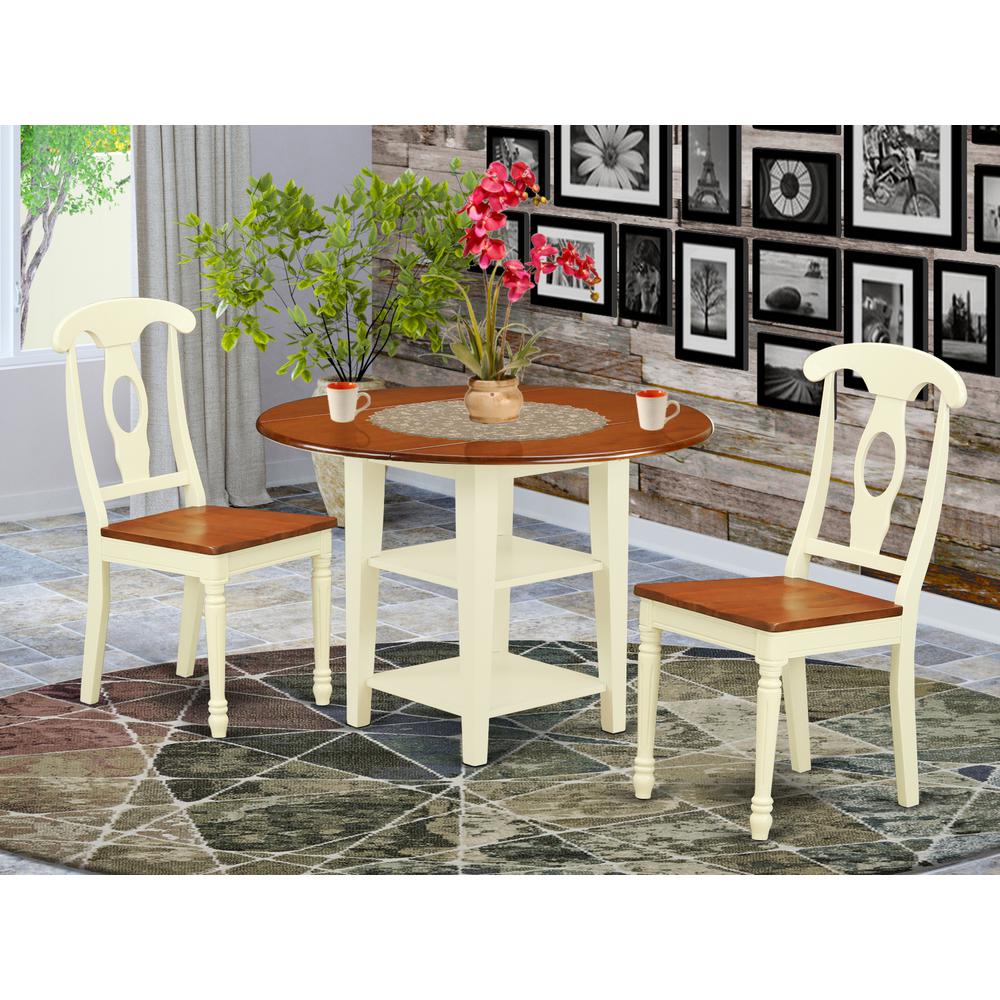 Dining Room Set Buttermilk & Cherry, SUKE3-BMK-W. Picture 2