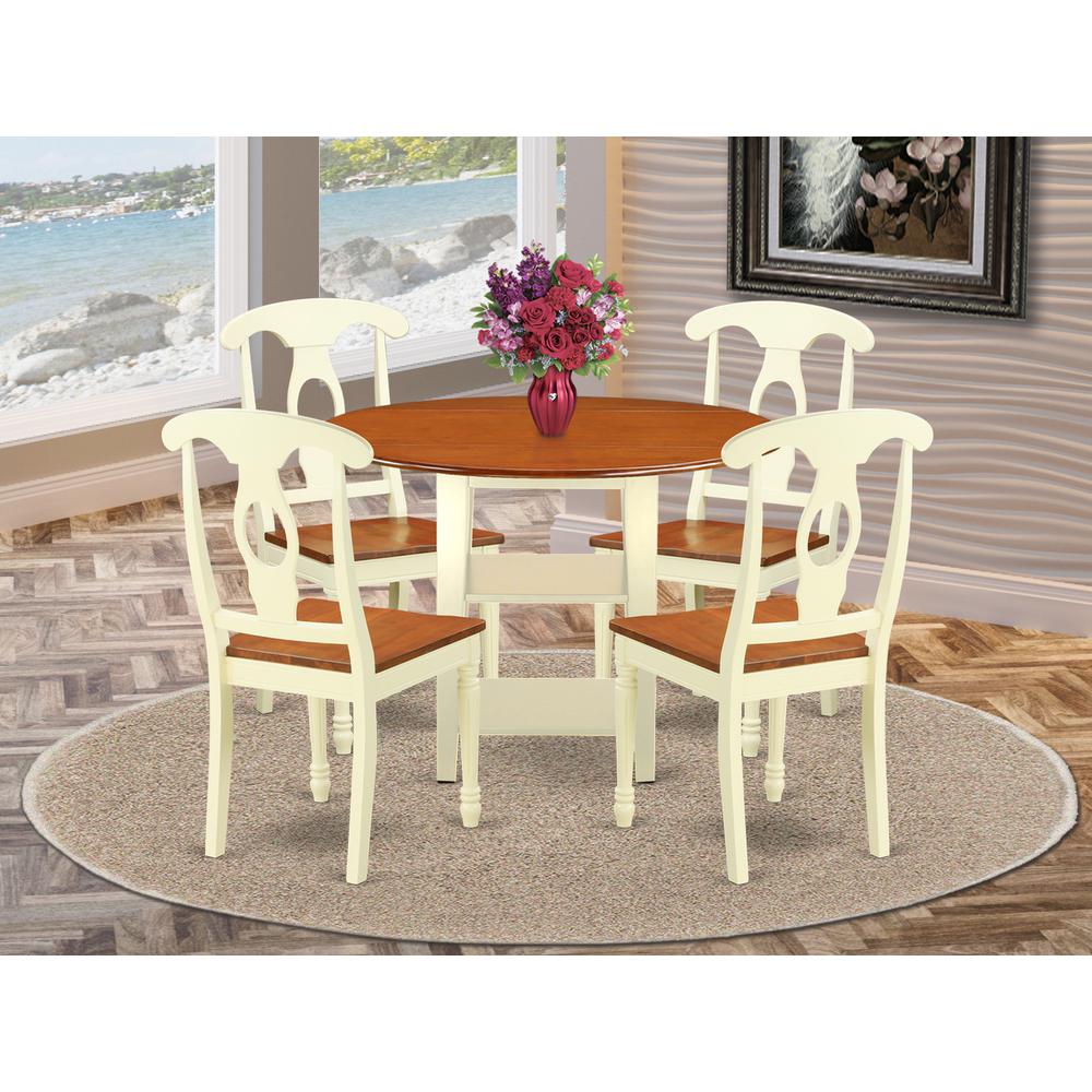 Dining Room Set Buttermilk & Cherry, SUKE5-BMK-W. Picture 2