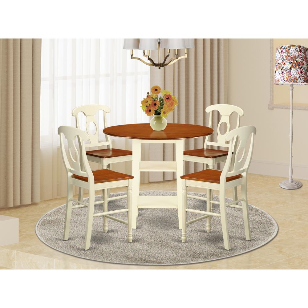 Dining Room Set Linen White, SUKE5-LWH-W. Picture 2