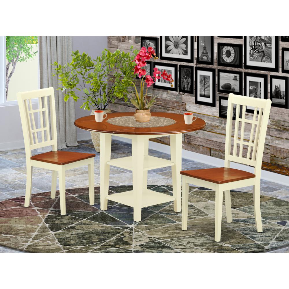 Dining Room Set Buttermilk & Cherry, SUNI3-BMK-W. Picture 2