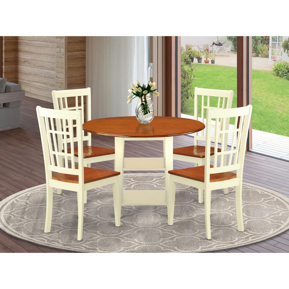 Dining Room Set Buttermilk & Cherry, SUNI5-BMK-W. Picture 2