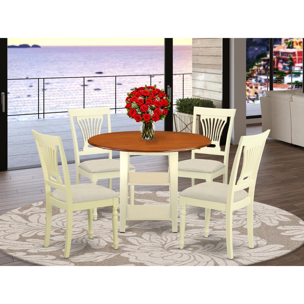 Dining Room Set Buttermilk & Cherry, SUPL5-BMK-C. Picture 2