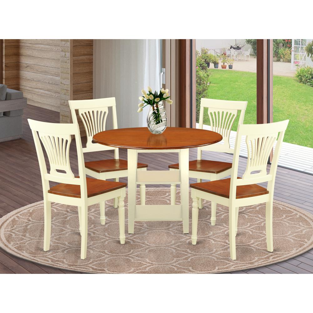 Dining Room Set Buttermilk & Cherry, SUPL5-BMK-W. Picture 2