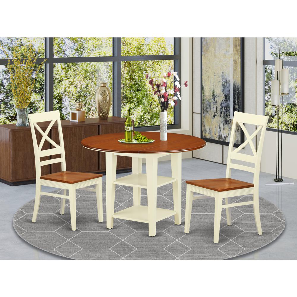 Dining Room Set Buttermilk & Cherry, SUQU3-BMK-W. Picture 2