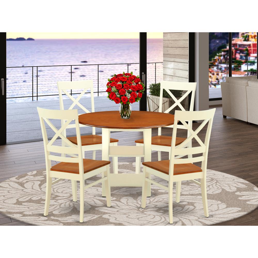 Dining Room Set Buttermilk & Cherry, SUQU5-BMK-W. Picture 2