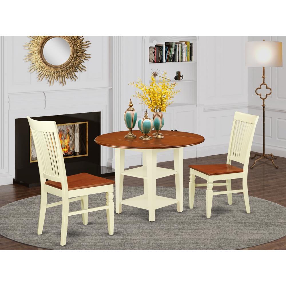 Dining Room Set Buttermilk & Cherry, SUWE3-BMK-W. Picture 2