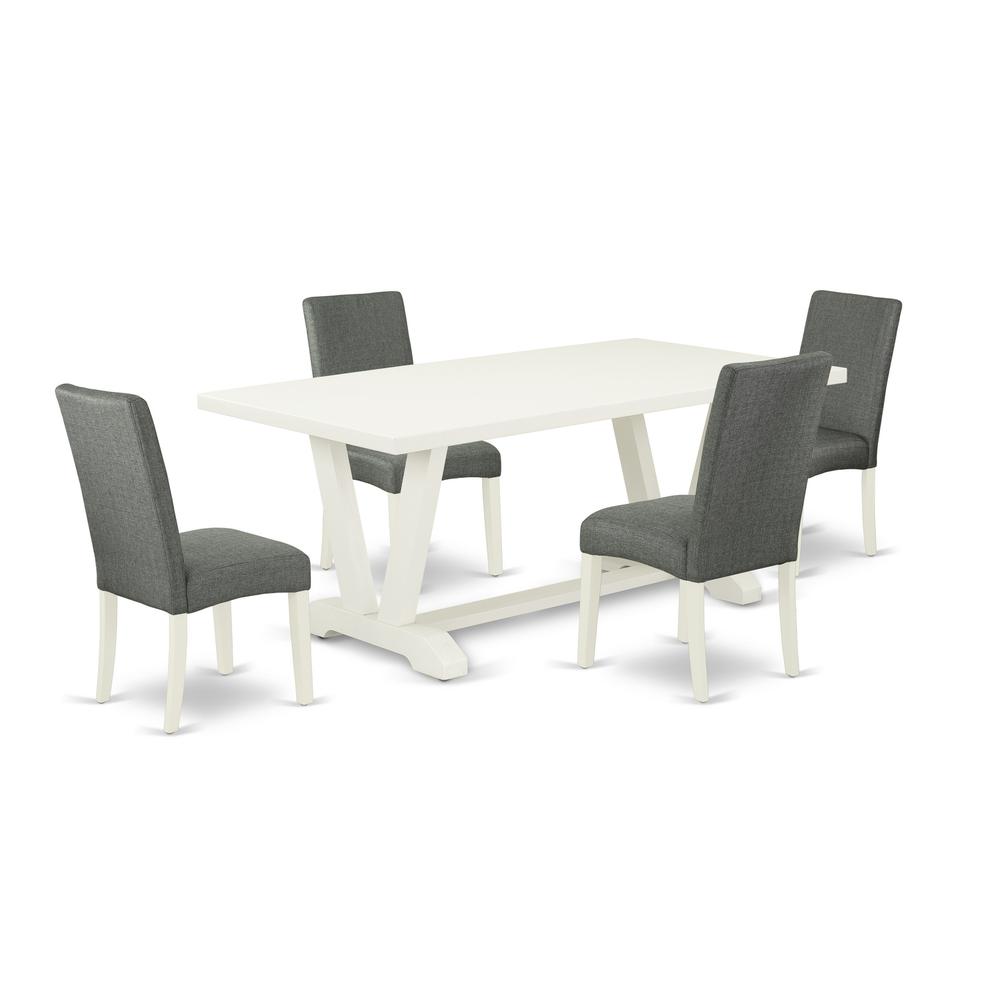 East West Furniture V027DR207-5 - 5-Piece Dining Room Table Set - 4 Parsons Dining Chairs and Dinette Table Hardwood Frame. Picture 1
