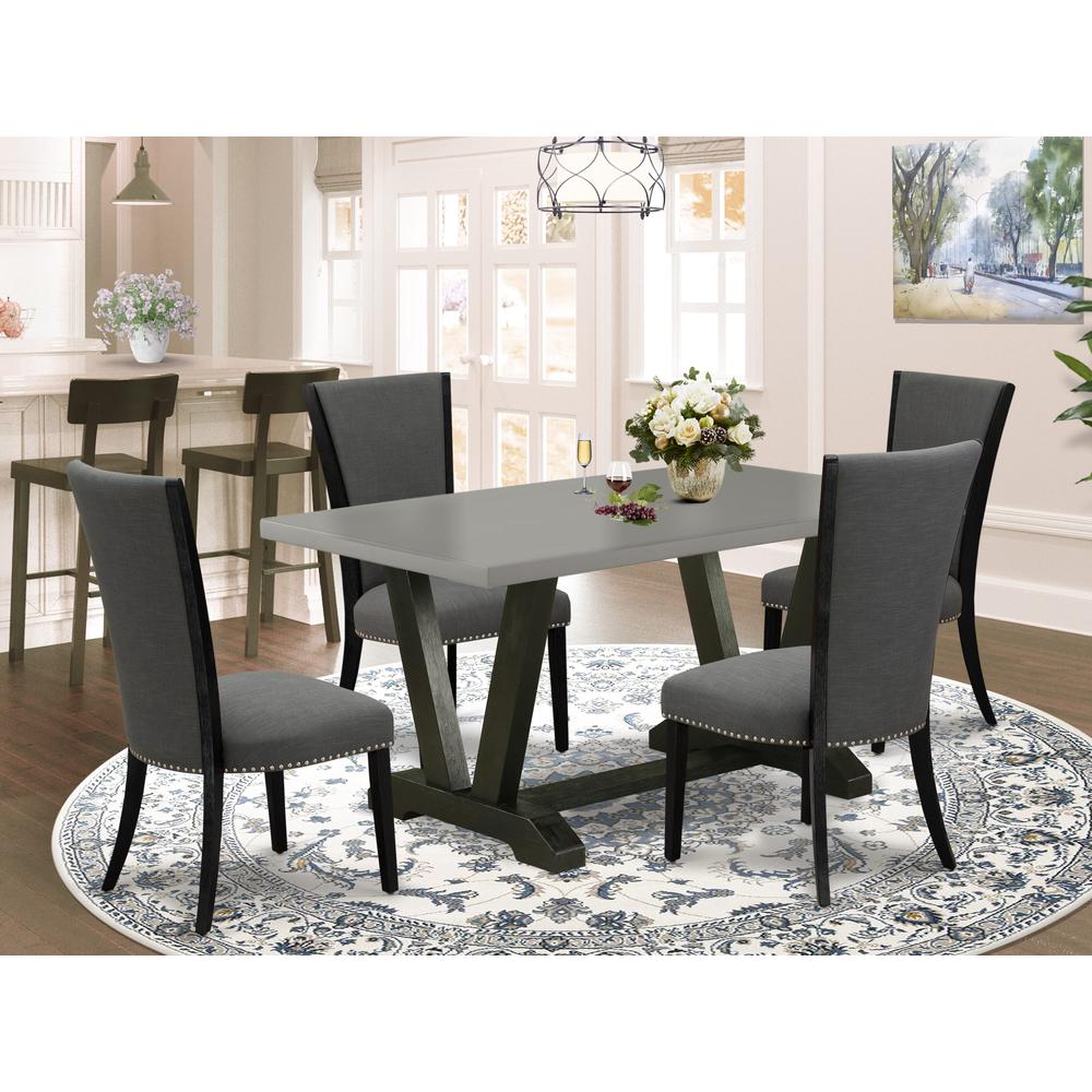 5 Piece Set Includes a Rectangle Dining Room Table with V-Legs. Picture 13