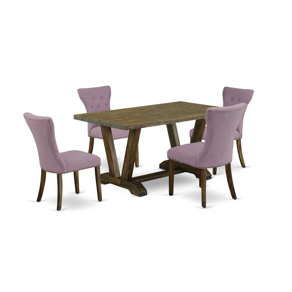 East West Furniture 5-Piece Dining Table Set Included 4 Kitchen Dining chairs Upholstered Seat and High Button Tufted Chair Back and Rectangular Dining Table with Linen White Rectangular Table Top - B. Picture 1
