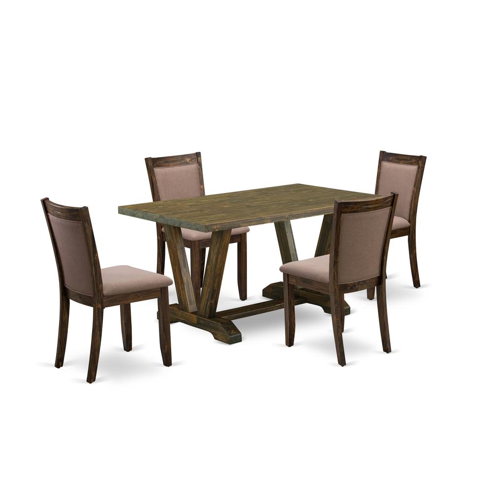 V776MZ748-5 - 5-Pc Dinette Set - 4 dining room chairs and 1 Dining Table (Distressed Jacobean Finish). Picture 1
