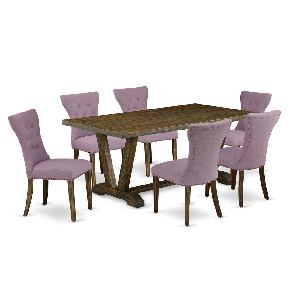 East West Furniture V777Ga740-7 - 7-Piece Kitchen Table Set - 6 Parson Dining Room Chairs and Rectangular Table Hardwood Frame. Picture 1