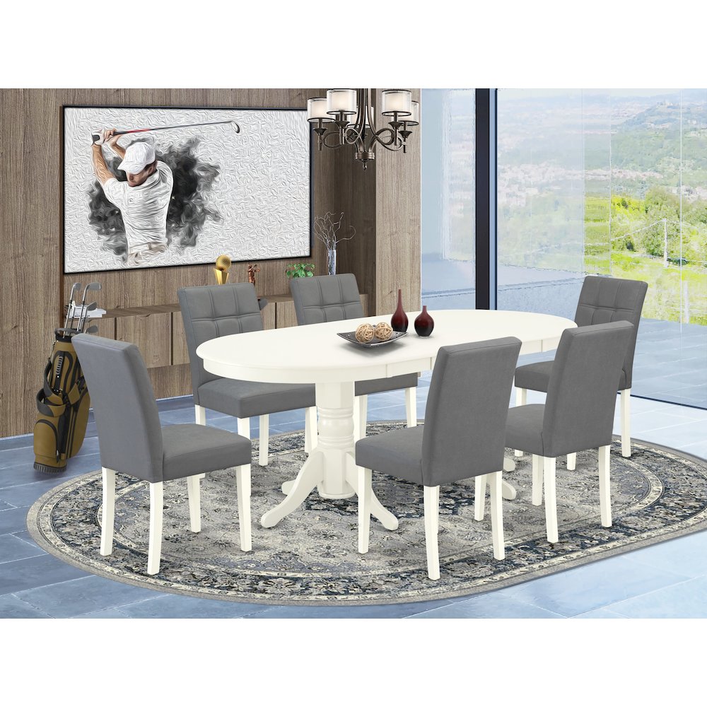7 Piece Modern Dining Table Set contain A Dinner Table. Picture 2
