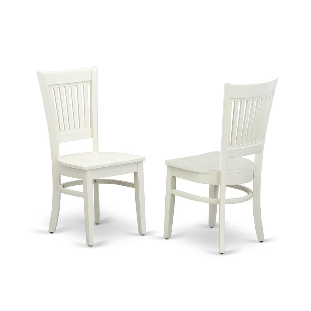 ANVA5-LWH-W - 5-Piece Kitchen Dining Set- 4 Wooden Chairs and Dining Room Table - Wooden Seat and Slatted Chair Back (Linen White Finish). Picture 4