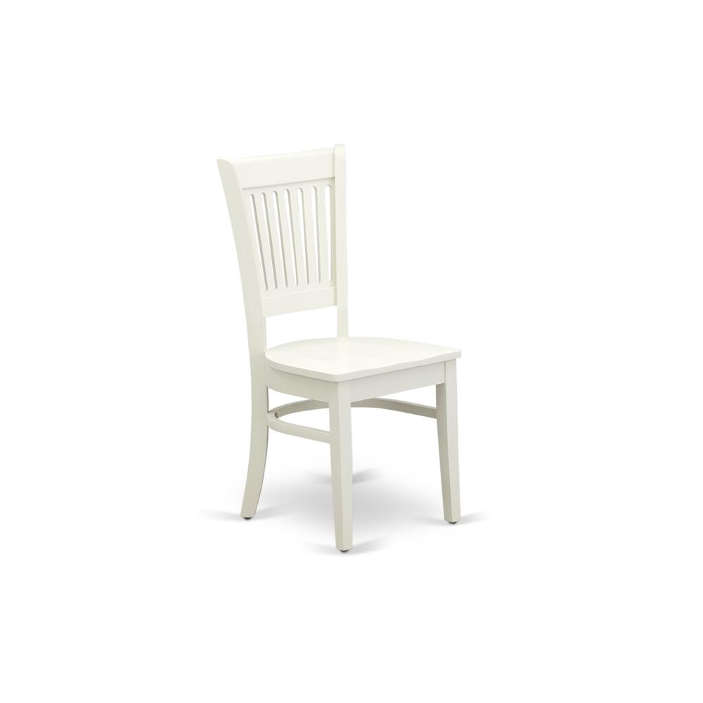 ANVA5-LWH-W - 5-Piece Kitchen Dining Set- 4 Wooden Chairs and Dining Room Table - Wooden Seat and Slatted Chair Back (Linen White Finish). Picture 6