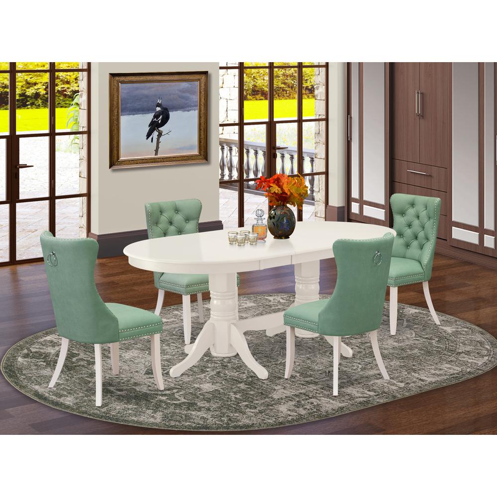 5 Piece Dining Set Consists of an Oval Dining Table with Butterfly Leaf. Picture 7