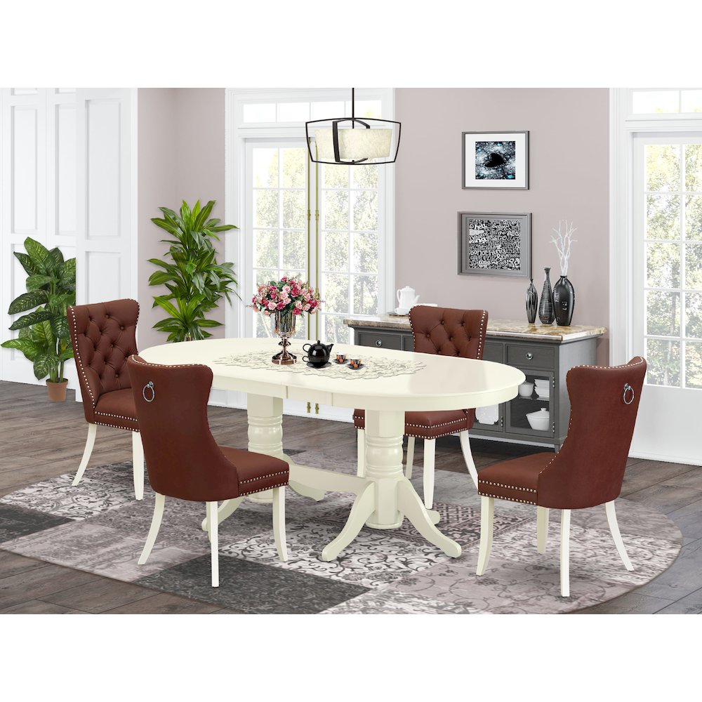 5 Piece Dinette Set Contains an Oval Dining Table with Butterfly Leaf. Picture 2