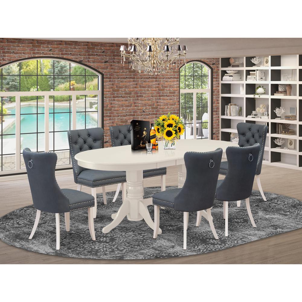 7 Piece Dining Room Set Contains an Oval Kitchen Table with Butterfly Leaf. Picture 7