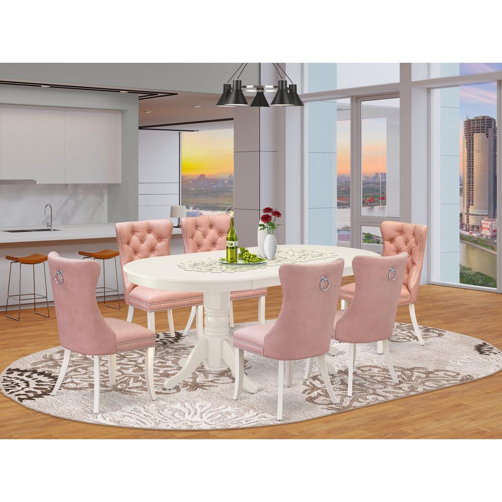 7 Piece Dinette Set Contains an Oval Dining Table with Butterfly Leaf. Picture 7