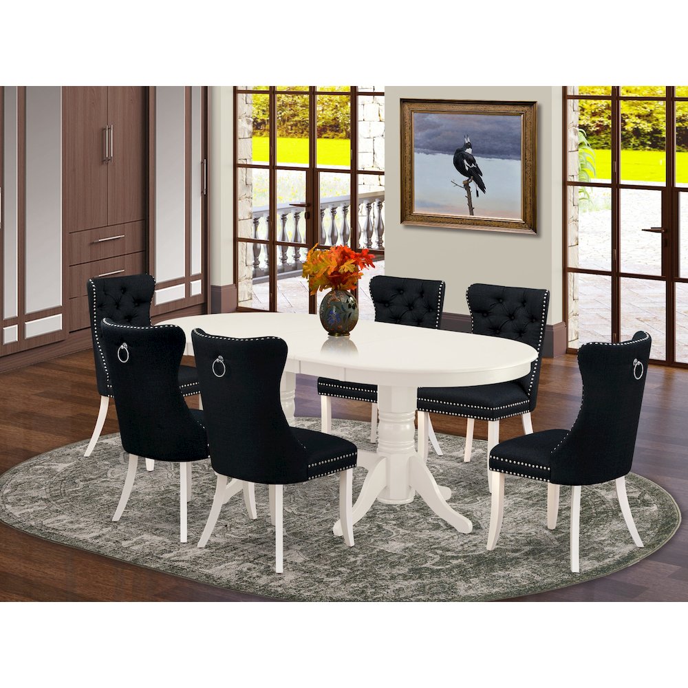 7 Piece Kitchen Table Set Contains an Oval Dining Table with Butterfly Leaf. Picture 2