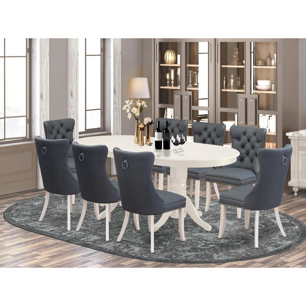 9 Piece Dining Set Consists of an Oval Dining Table with Butterfly Leaf. Picture 7