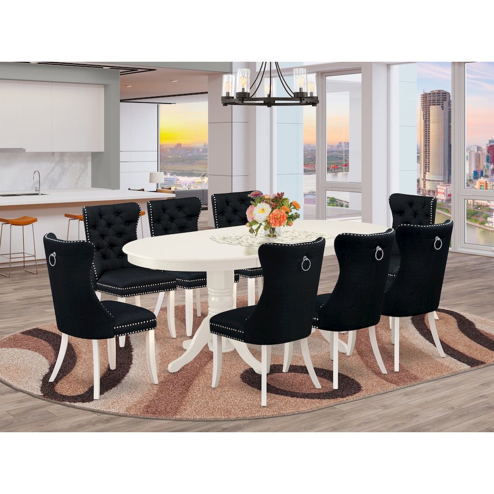 9 Piece Dining Room Set Contains an Oval Wooden Table with Butterfly Leaf. Picture 2