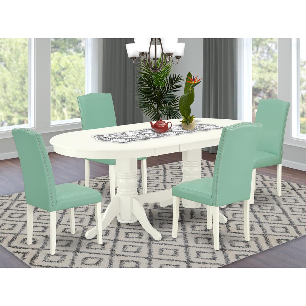 Dining Room Set Linen White, VAEN5-LWH-57. Picture 2