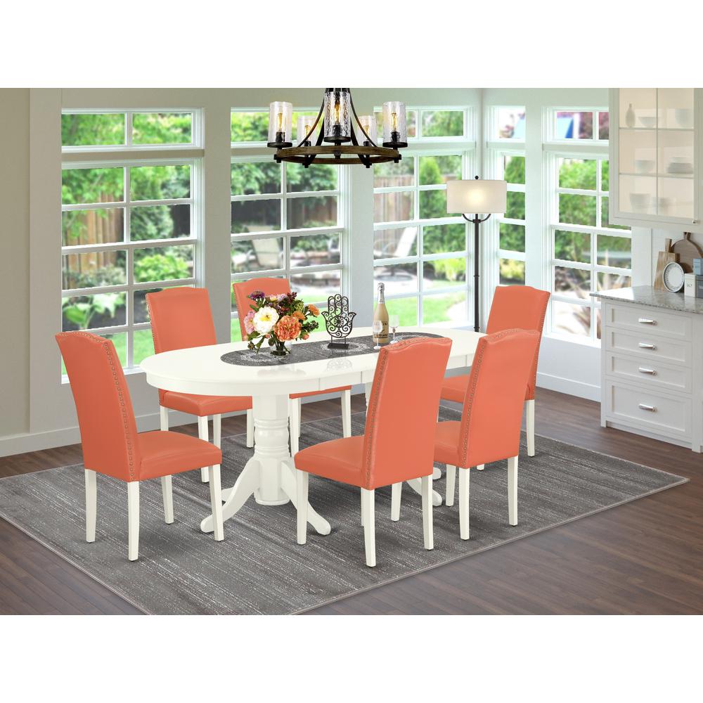 Dining Room Set Linen White, VAEN7-LWH-78. Picture 2
