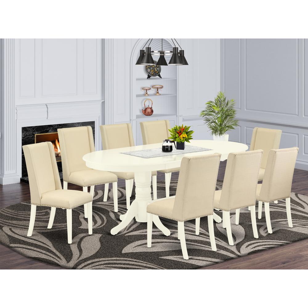 Dining Room Set Linen White, VAFL9-LWH-01. Picture 2