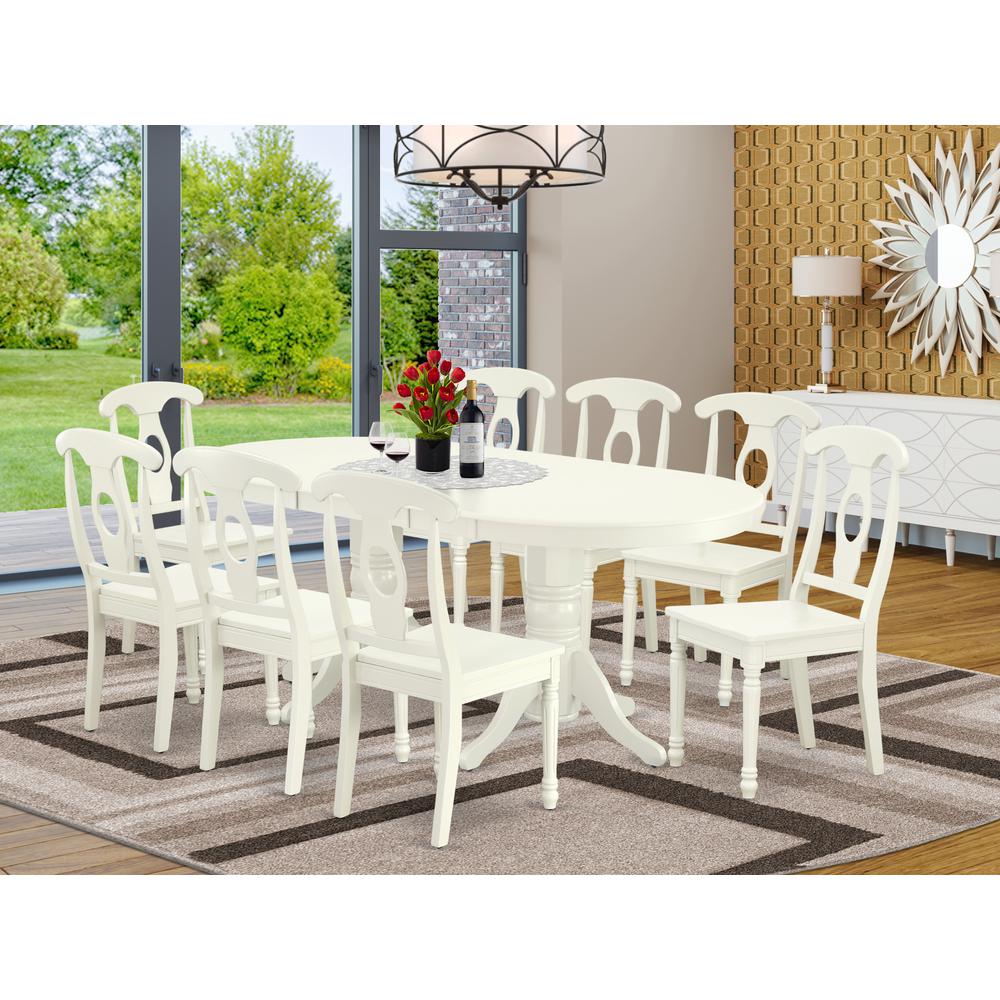 Dining Room Set Linen White, VAKE9-LWH-W. Picture 2