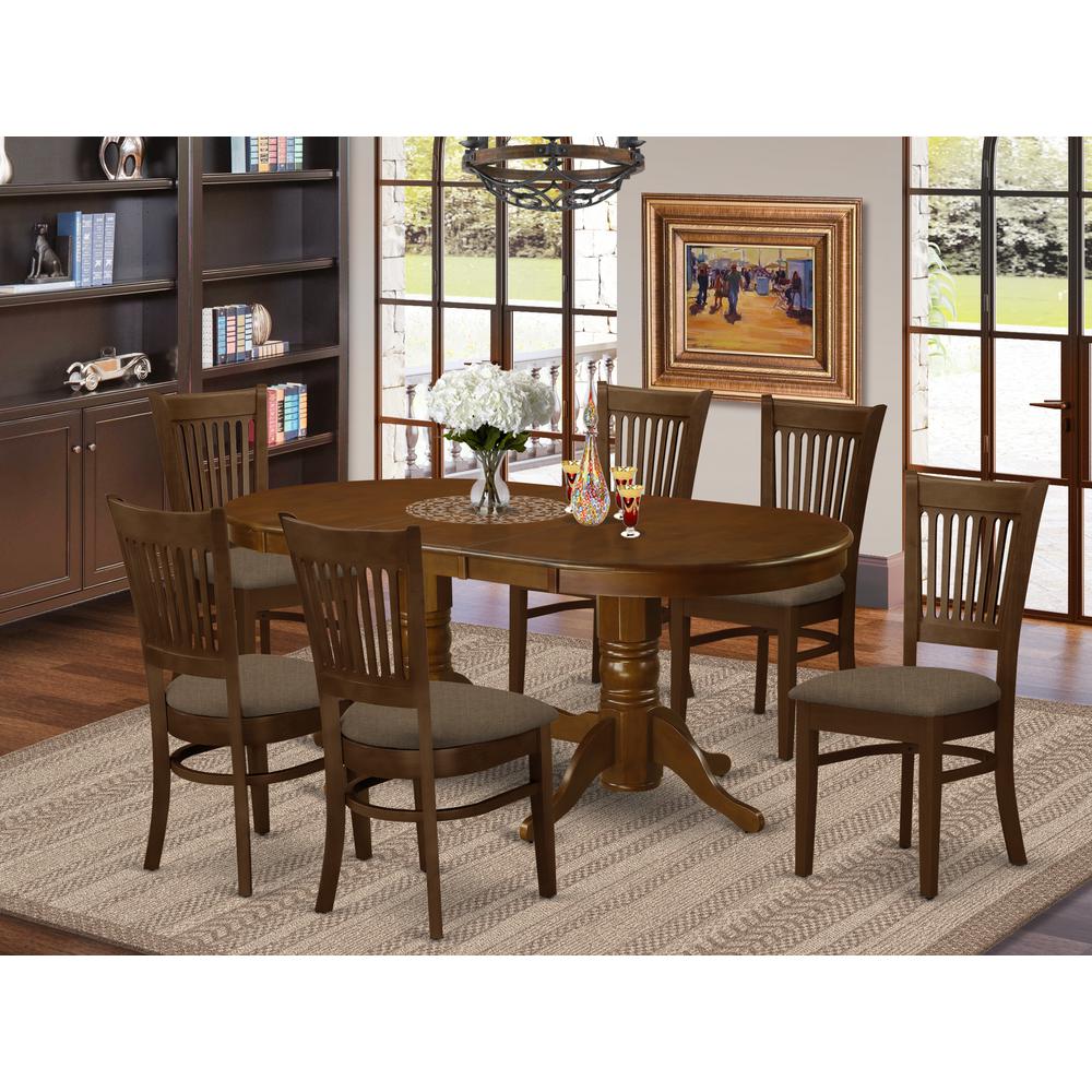 VANC7-ESP-C 7 Pc Dining room set Table with Leaf and 6 Dining Chairs. Picture 4