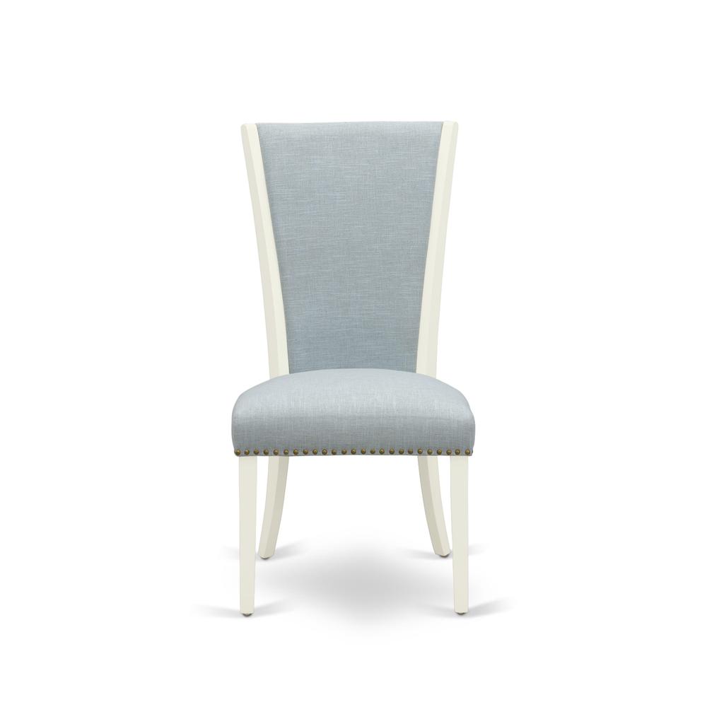 ANVE5-LWH-15 5 Pc Modern Dining Set - 4 Kitchen Chairs with High Back and 1 Dining Table - Linen White Finish. Picture 4