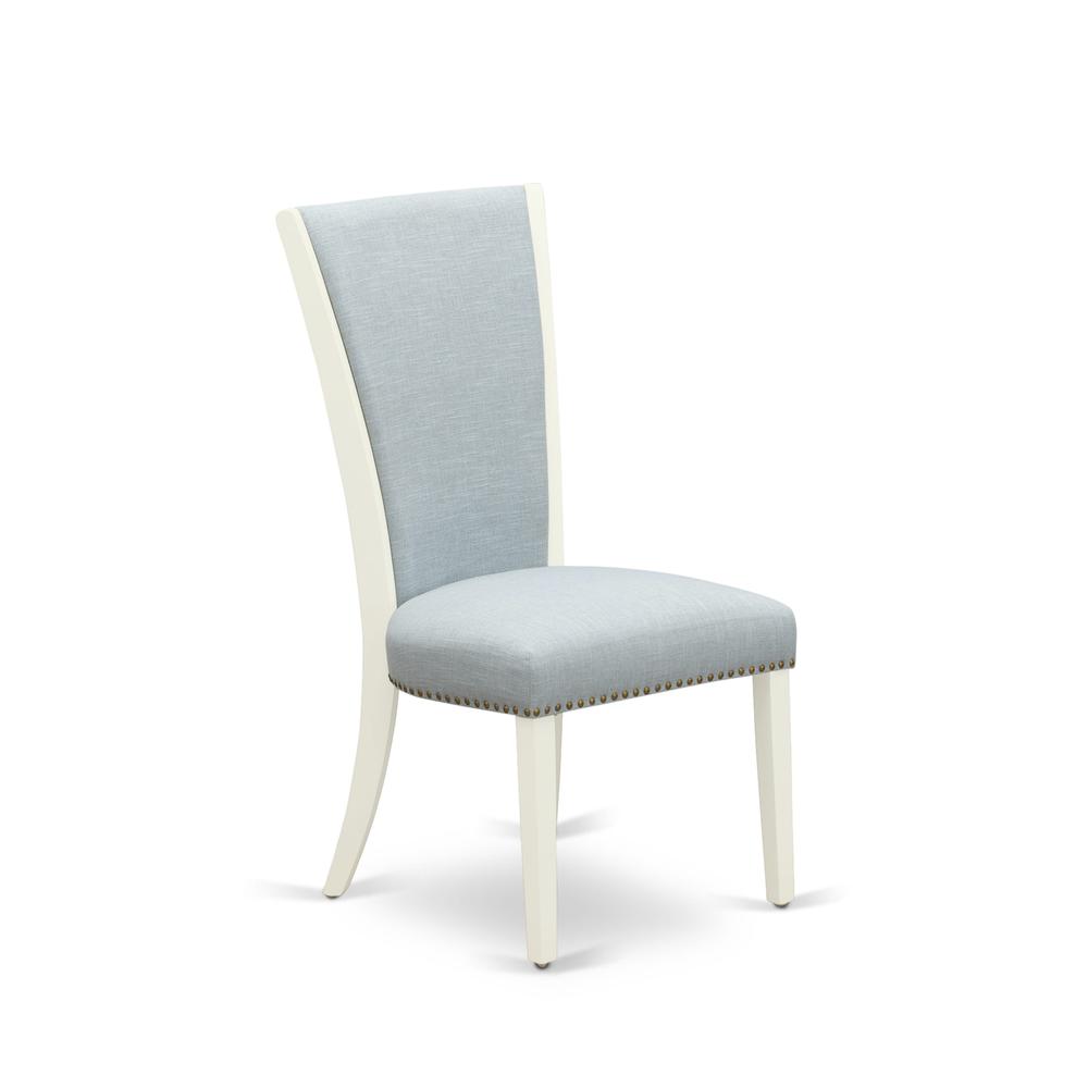 ANVE5-LWH-15 5 Pc Modern Dining Set - 4 Kitchen Chairs with High Back and 1 Dining Table - Linen White Finish. Picture 5