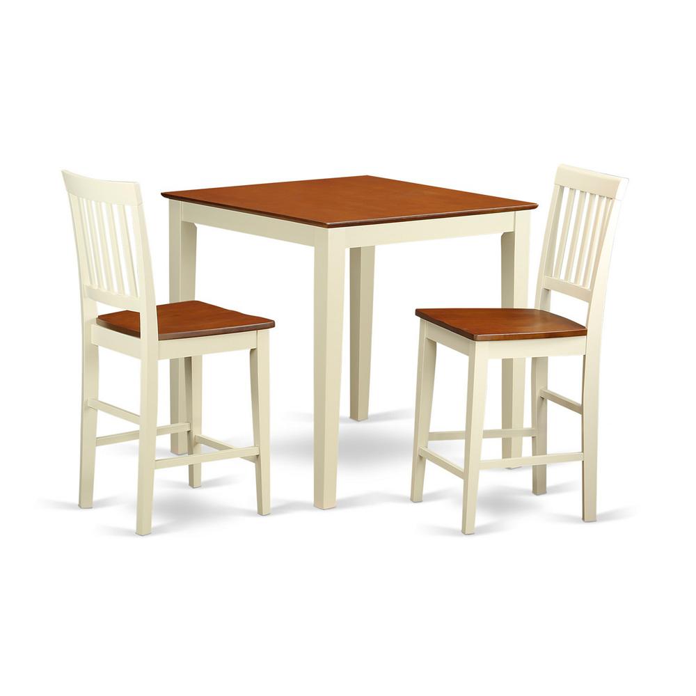 3  Pc  pub  Table  set-Square  pub  Table  and  2  counter  height  Chairs. Picture 1