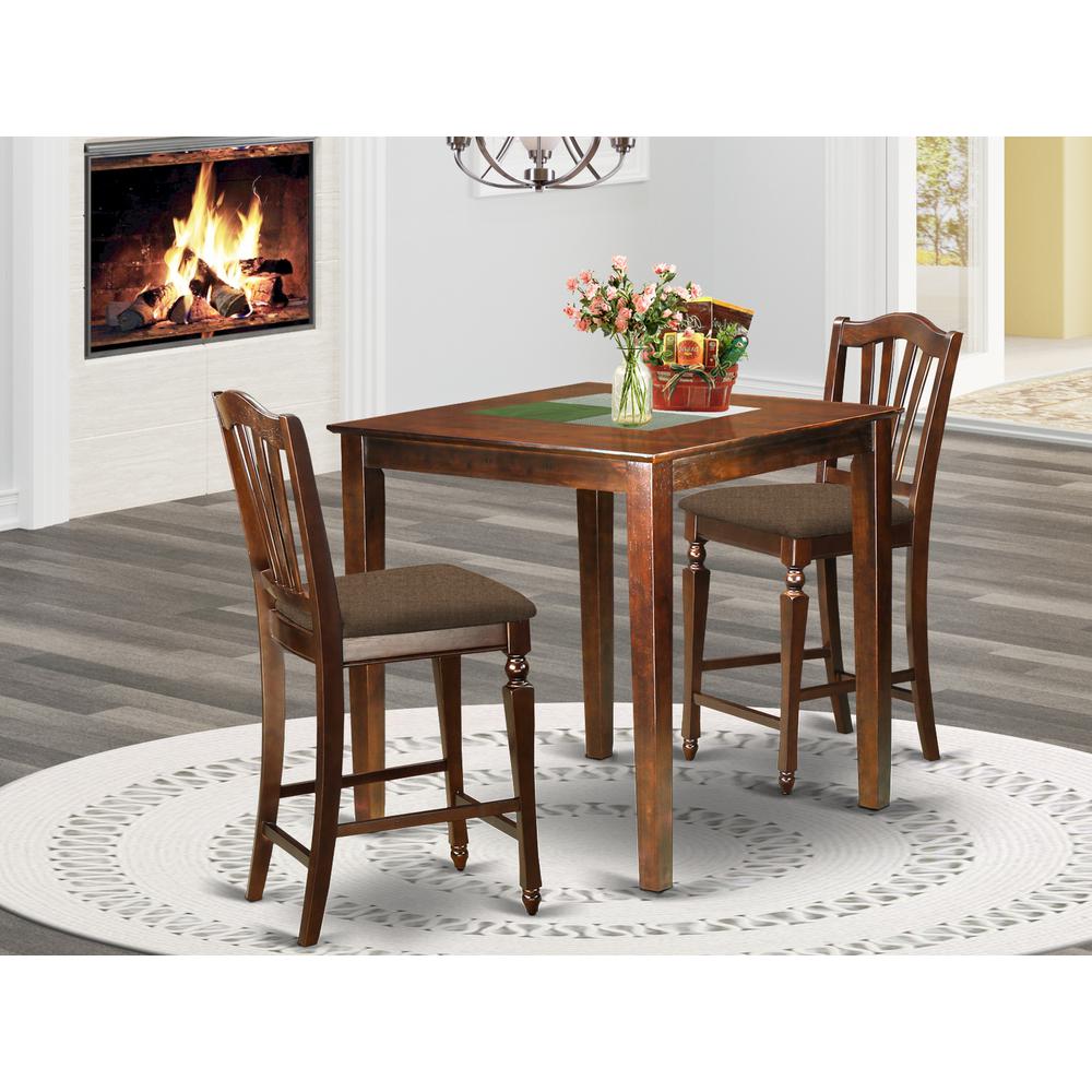 VNCH3-MAH-C 3 PC counter height Dining set - counter height Table and 2 counter height Chairs.. Picture 2